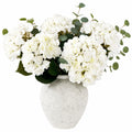 Hortensias Artificiales Blancas con Jarrón Decorativo, 50cm