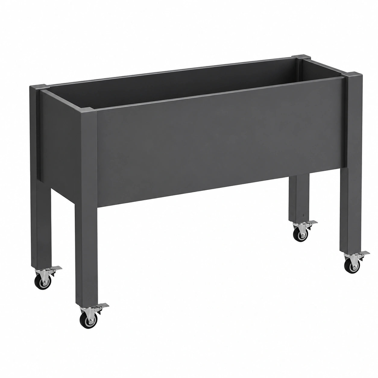 Cama de Cultivo Elevada con Ruedas y Frenos Gris