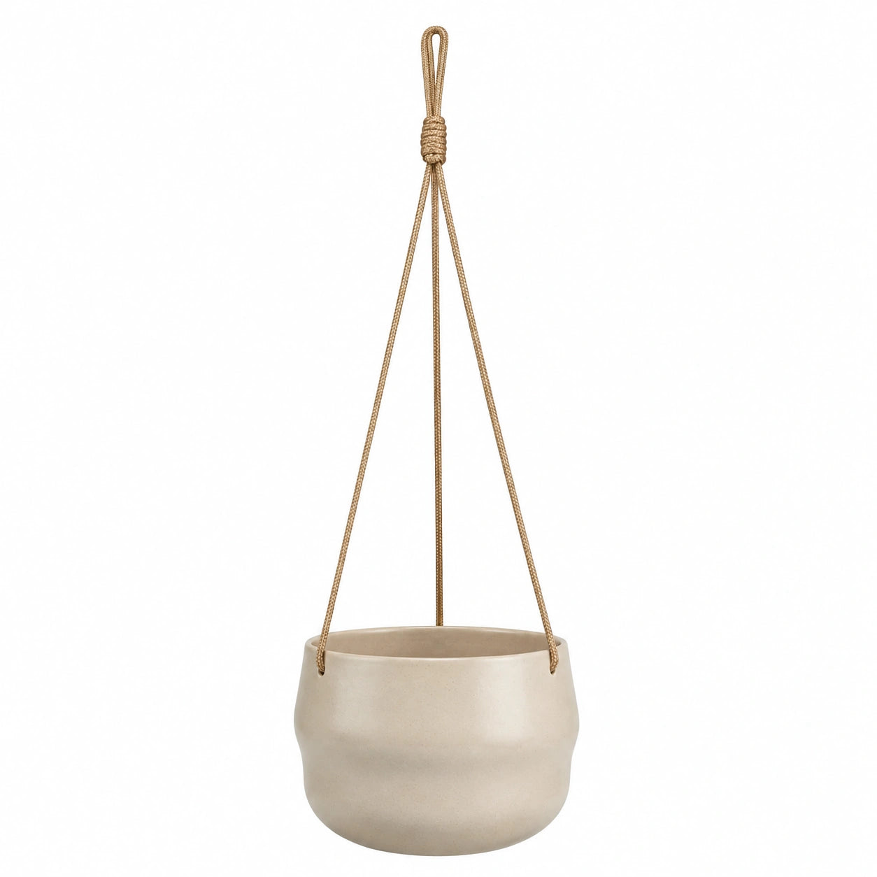 Macetero Colgante Beige con Cuerda para Interior y Exterior