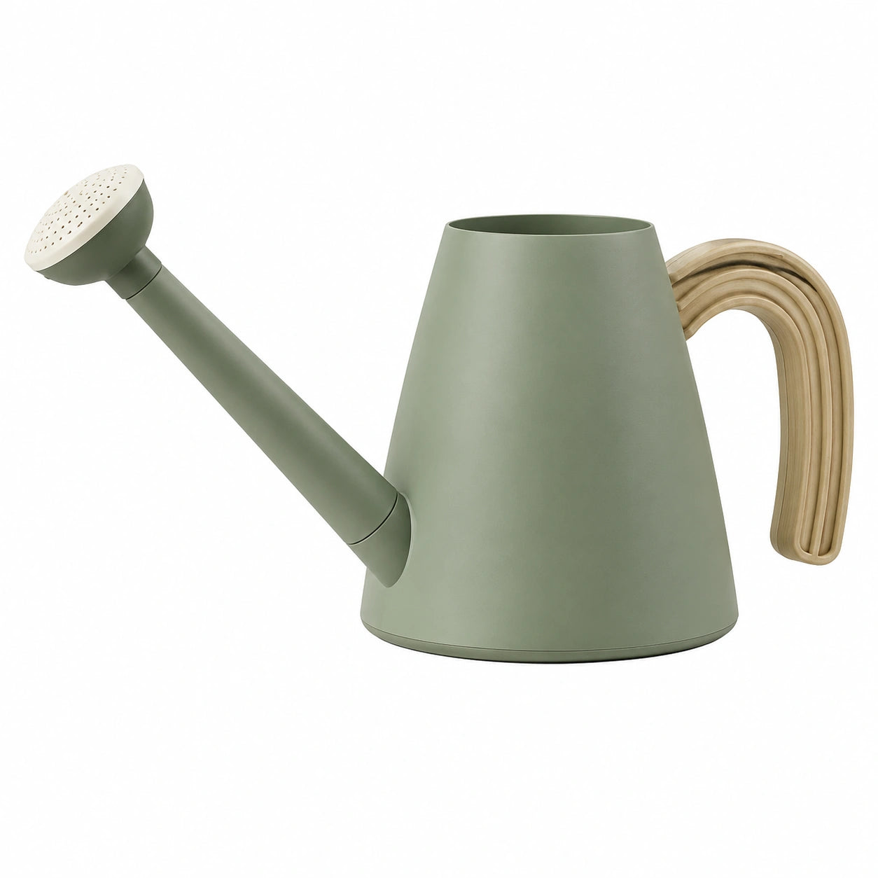 Regadera Verde con Asa de Madera para Jardín